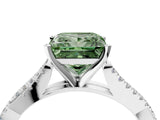 White gold Fancy Green Princess Cut Diamond Solitaire Engagement Ring with Twisted Pavé Band and Four-Prong Setting_72