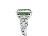 White gold Fancy Green Princess Cut Diamond Solitaire Engagement Ring with Twisted Pavé Band and Four-Prong Setting_74