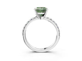 White gold Fancy Green Princess Cut Diamond Solitaire Pavé Engagement Ring with Round Band and Prong Setting_15