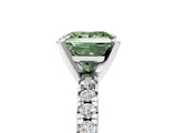 White gold Fancy Green Princess Cut Diamond Solitaire Pavé Engagement Ring with Round Band and Prong Setting_17