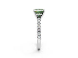 White gold Fancy Green Princess Cut Diamond Solitaire Pavé Engagement Ring with Round Band and Prong Setting_68