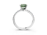White gold Fancy Green Princess Cut Diamond Solitaire Pavé Engagement Ring with Round Band and Prong Setting_69