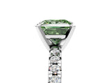 White gold Fancy Green Princess Cut Diamond Solitaire Pavé Engagement Ring with Round Band and Prong Setting_71