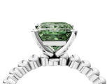 White gold Fancy Green Princess Cut Diamond Solitaire Ring with Beaded Band and Prong Setting_102