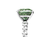 White gold Fancy Green Princess Cut Diamond Solitaire Ring with Beaded Band and Prong Setting_103