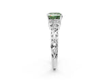 White gold Fancy Green Princess Cut Diamond Solitaire Ring with Filigree Band and Four-Prong Setting_19