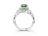White gold Fancy Green Princess Cut Diamond Solitaire Ring with Filigree Band and Four-Prong Setting_20