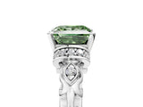 White gold Fancy Green Princess Cut Diamond Solitaire Ring with Filigree Band and Four-Prong Setting_21