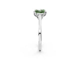 White gold Fancy Green Princess Cut Diamond Solitaire Ring with Flower Prong Setting and Classic Band_131