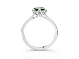 White gold Fancy Green Princess Cut Diamond Solitaire Ring with Flower Prong Setting and Classic Band_132