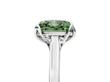 White gold Fancy Green Princess Cut Diamond Solitaire Ring with Flower Prong Setting and Classic Band_134