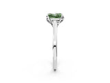 White gold Fancy Green Princess Cut Diamond Solitaire Ring with Flower Prong Setting and Classic Band_151
