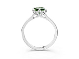 White gold Fancy Green Princess Cut Diamond Solitaire Ring with Flower Prong Setting and Classic Band_26