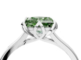 White gold Fancy Green Princess Cut Diamond Solitaire Ring with Flower Prong Setting and Classic Band_27
