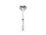 White gold Fancy Green Princess Cut Diamond Solitaire Ring with Flower Prong Setting and Classic Band_37