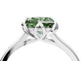 White gold Fancy Green Princess Cut Diamond Solitaire Ring with Flower Prong Setting and Classic Band_39