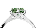 White gold Fancy Green Princess Cut Diamond Solitaire Ring with Flower Prong Setting and Classic Band_69