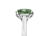 White gold Fancy Green Princess Cut Diamond Solitaire Ring with Flower Prong Setting and Classic Band_70
