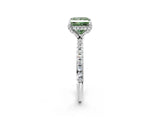 White gold Fancy Green Princess Cut Diamond Solitaire Ring with Four-Prong Setting and Pavé Band_5