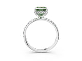 White gold Fancy Green Princess Cut Diamond Solitaire Ring with Four-Prong Setting and Pavé Band_6