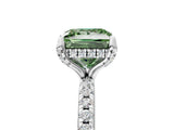 White gold Fancy Green Princess Cut Diamond Solitaire Ring with Four-Prong Setting and Pavé Band_8