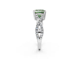 White gold Fancy Green Princess Cut Diamond Solitaire Ring with Four-Prong Setting and Twisted Pavé Band_19