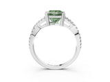 White gold Fancy Green Princess Cut Diamond Solitaire Ring with Four-Prong Setting and Twisted Pavé Band_20