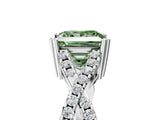 White gold Fancy Green Princess Cut Diamond Solitaire Ring with Four-Prong Setting and Twisted Pavé Band_22