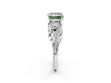 White gold Fancy Green Princess Cut Diamond Solitaire Ring with Milgrain Pavé Band and Four-Prong Setting_91