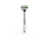 White gold Fancy Green Princess Cut Diamond Solitaire Ring with Pavé Band and Four-Prong Setting_31