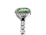 White gold Fancy Green Princess Cut Diamond Solitaire Ring with Pavé Band and Four-Prong Setting_34