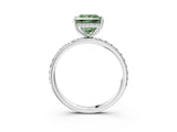 White gold Fancy Green Princess Cut Diamond Solitaire Ring with Pavé Band and Hidden Halo_71