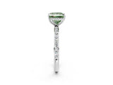 White gold Fancy Green Princess Cut Diamond Solitaire Ring with Pavé Band and Hidden Halo_74