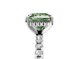 White gold Fancy Green Princess Cut Diamond Solitaire Ring with Round  Pavé Band and Four-Prong Setting_53