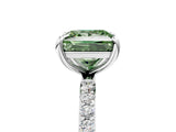 White gold Fancy Green Princess Cut Diamond Solitaire Ring with Round  Pavé Band and Prong Setting_70