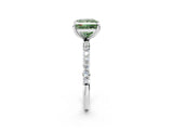 White gold Fancy Green Princess Cut Diamond Solitaire Ring with Round  Pavé Band and Prong Setting_74