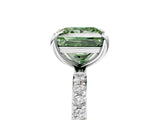 White gold Fancy Green Princess Cut Diamond Solitaire Ring with Round  Pavé Band and Prong Setting_77