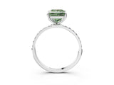 White gold Fancy Green Princess Cut Diamond Solitaire Ring with Round  Pavé Band and Prong Setting_80