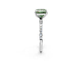 White gold Fancy Green Princess Cut Diamond Solitaire Ring with Round  Pavé Band and Prong Setting_91