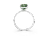 White gold Fancy Green Princess Cut Diamond Solitaire Ring with Round  Pavé Band and Prong Setting_92
