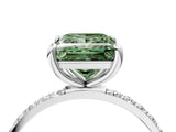 White gold Fancy Green Princess Cut Diamond Solitaire Ring with Round  Pavé Band and Prong Setting_93