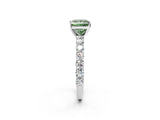 White gold Fancy Green Princess Cut Diamond Solitaire Ring with Shared Prong Pavé Band and Four-Prong Setting_48