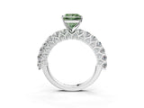 White gold Fancy Green Princess Cut Diamond Solitaire Ring with Shared Prong Pavé Band and Four-Prong Setting_49