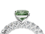 White gold Fancy Green Princess Cut Diamond Solitaire Ring with Shared Prong Pavé Band and Four-Prong Setting_52