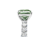 White gold Fancy Green Princess Cut Diamond Solitaire Ring with Shared Prong Pavé Band and Four-Prong Setting_53