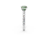 White gold Fancy Green Princess Cut Diamond Solitaire Ring with Shared Prong Pavé Band and Four-Prong Setting_63