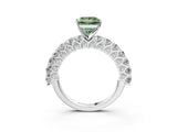 White gold Fancy Green Princess Cut Diamond Solitaire Ring with Shared Prong Pavé Band and Four-Prong Setting_64