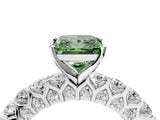 White gold Fancy Green Princess Cut Diamond Solitaire Ring with Shared Prong Pavé Band and Four-Prong Setting_65