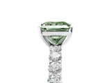 White gold Fancy Green Princess Cut Diamond Solitaire Ring with Shared Prong Pavé Band and Four-Prong Setting_66