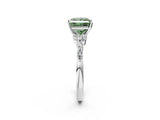 White gold Fancy Green Princess Cut Diamond Solitaire Ring with Side Stones and Four-Prong Setting_42